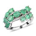 AAA Kagem Zambian Intense Green Emerald and Natural White Zircon Ring in Rhodium Over Sterling Silver 2.75 ctw - Sticky add to cart bar