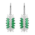 AAA Kagem Emerald and White Zircon Lever Back Earrings in Rhodium Over Sterling Silver 4.30 ctw - Sticky add to cart bar