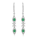 AAA Kagem Emerald and White Zircon Lever Back Earrings in Rhodium Over Sterling Silver 1.60 ctw - Sticky add to cart bar