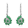 AAA Kagem Emerald and White Zircon Lever Back Earrings in Rhodium Over Sterling Silver 1.75 ctw - Sticky add to cart bar
