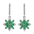 AAA Kagem Emerald and White Zircon Lever Back Earrings in Rhodium Over Sterling Silver 1.30 ctw - Sticky add to cart bar