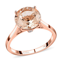 Certified & Appraised ILIANA 18K Rose Gold AAA Marropino Morganite and G-H SI Diamond Ring 3.30 Grams 3.60 ctw