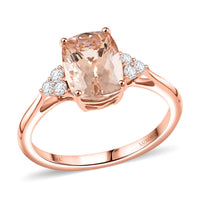 LUXORO 14K Rose Gold AAA Marropino Morganite and G-H I2 Diamond Ring 2.14 Grams 2.30 ctw