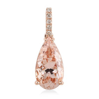 Luxoro 14K Rose Gold AAA Marropino Morganite and G-H I2 Diamond Pendant without Chain 2.50 ctw