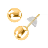 Round 5mm Ball Stud Earrings in 14K Yellow Gold with Silicone Backs