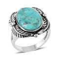SANTA FE Style Kingman Turquoise Solitaire Ring in Sterling Silver (Size 6.0) 3.50 ctw - Sticky add to cart bar