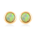 14K Yellow Gold Lab Created Opal Round Stud Earrings 0.20 ctw - Sticky add to cart bar