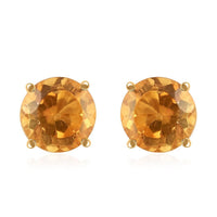 14K Yellow Gold Brazilian Citrine Stud Earrings with Screw Back 1.50 ctw