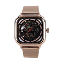 GENOA Automatic Mechanical Movement Watch with ION Plated Black Stainless Steel Mesh Strap (42mm) - Sticky add to cart bar