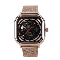 GENOA Automatic Mechanical Movement Watch with ION Plated Black Stainless Steel Mesh Strap (42mm)