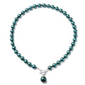 Simulated Peacock Pearl 10-14mm Beaded Necklace 20 Inches in Silvertone - Sticky add to cart bar