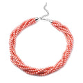 Simulated White Pearl 5-7mm Beaded Multi Strand Necklace 20 Inches in Silvertone - Sticky add to cart bar