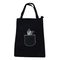 Black Cat Pattern Dinir Canvas Tote Bag (11.02"x13.78")