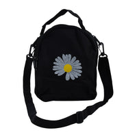 Black Canvas Sling Crossbody Bag with 3 Pocket (7.09"x2.76"x8.66")