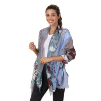JOVIE Blue Flower Print Scarf (71"x35")