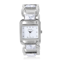 STRADA Blue Howlite, Austrian Crystal Japanese Movement Bracelet Watch (7.75 in) 25.00 ctw