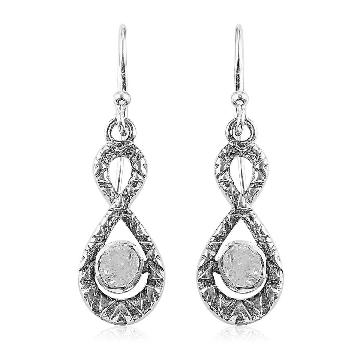 Polki Yellow Diamond Infinity Drop Earrings in Sterling Silver 0.25 ctw (1)