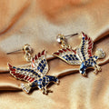 Black and White Austrian Crystal and Enameled Eagle Earrings in Goldtone - Sticky add to cart bar