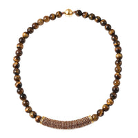 Galilea Rose Quartz, Pink Austrian Crystal Beaded Necklace with Charm (20 Inches) in Goldtone