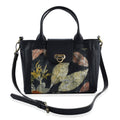 Handmade Black Eco Print Cow Leather Crossbody Bag (11.02"x5.12"x7.87") with Shoulder Strap - Sticky add to cart bar