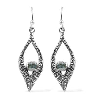 Artisan Crafted Polki Yellow Diamond Dangle Earrings in Sterling Silver 0.25 ctw