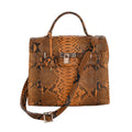 The Grand Pelle Handcrafted 100% Genuine Python Leather Black Color Tote Bag (12.20"x10.10"x6") - Sticky add to cart bar
