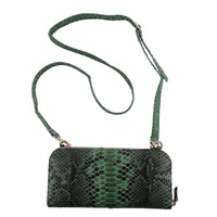 The Grand Pelle Handcrafted 100% Genuine Python Leather Black Color Crossbody Wallet (7.87"x3.94"x1.5")