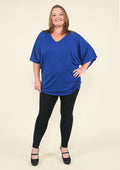 TAMSY Black V-Neck Knit Drape Top - (One Size Fits up to XL) - Sticky add to cart bar