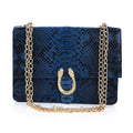 The Pelle Python Collection Handmade 100% Genuine Python Leather Blue Crossbody Bag (11"x8"x3") - Sticky add to cart bar