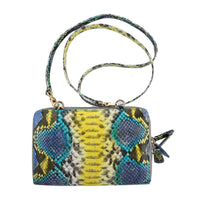 The Pelle Python Collection Handmade 100 % Genuine Python Leather Blue Crossbody Wallet (8"x5"x1.69")