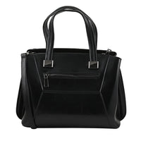 Hong Kong Closeout Collection Black Genuine Leather Crossbody Bag (10.63x4.72x8.46) with Set of 2 Woven & Leather Strap