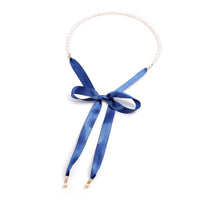 White Freshwater Pearl Ribbon Necklace (26 Inches) in Goldtone