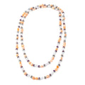 Peach Fresh Water Cultured Pearl and Simulated Multi Color Quartz Beaded Endless Necklace 48 Inches - Sticky add to cart bar