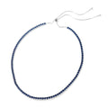 Simulated Blue Sapphire Tennis Bolo Necklace 18 Inches in Silvertone - Sticky add to cart bar