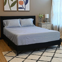 ALL SOULS Striped Denim 4 pc 100% Microfiber Sheet Set with 14 deep pocket - King