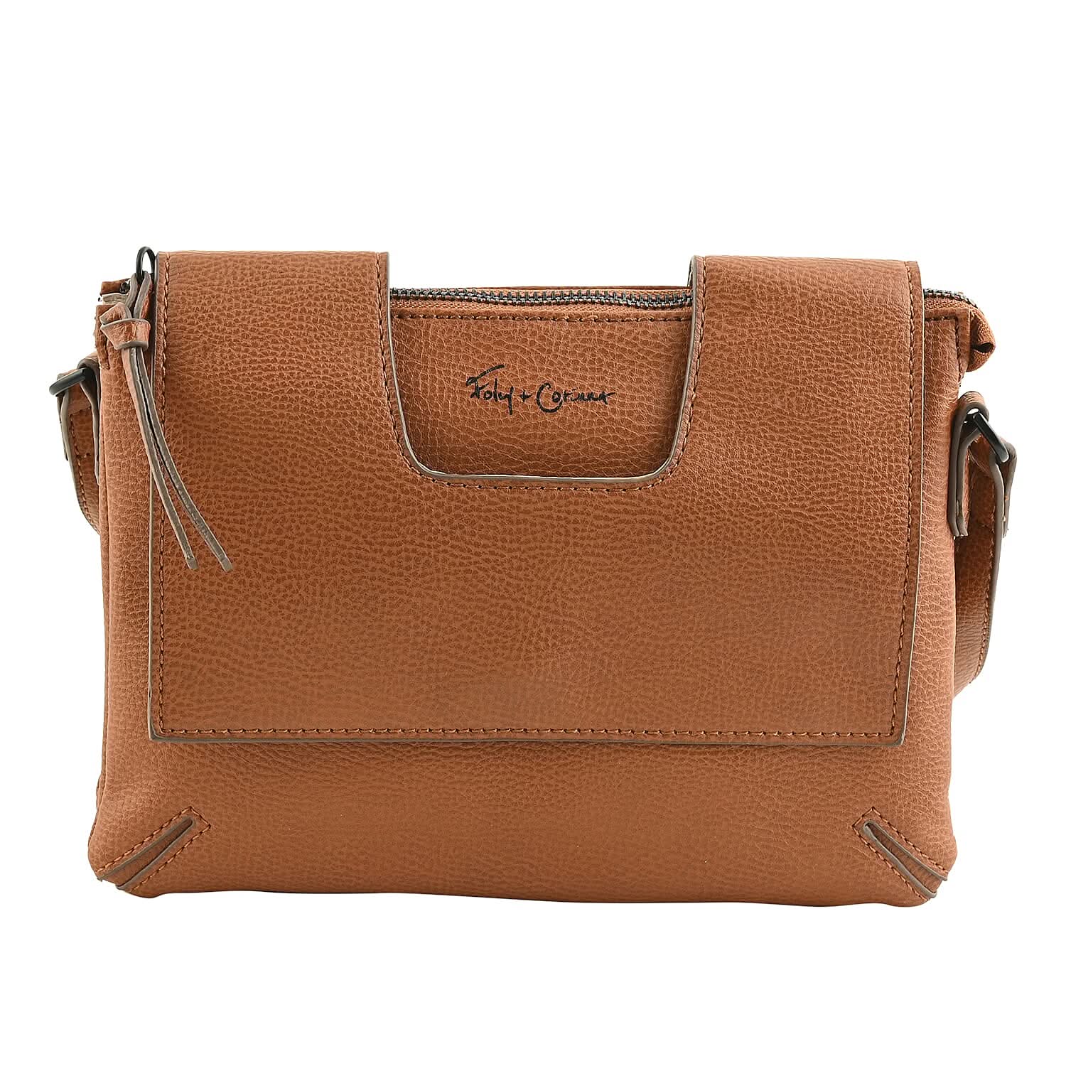 Foley & Corinna Mustard Vegan Leather Flap Crossbody (1)
