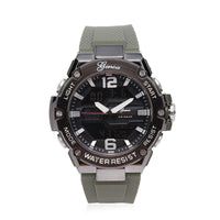 GENOA Japanese and Electronic Movement Multifunctional Key Watch in Army Green Silicone Strap (48 mm)