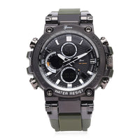 GENOA Japanese and Electronic Movement Multifunctional Key Watch in Blacktone Army Green Silicone Strap (46 mm)