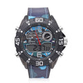 GENOA Japanese and Electronic Movement Multifunctional Key Watch with Camouflage Blue Faux Leather Strap - Sticky add to cart bar
