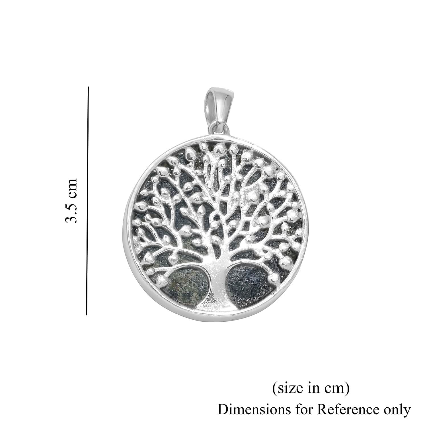 Connemara Marble From Ireland Tree of Life Pendant in Silvertone 30ctw