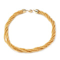 Simulated Golden Pearl Multi Row Twisted Necklace in Goldtone 23 Inches - Sticky add to cart bar