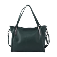 Black Genuine Leather Tote Bag (13.78"x5.9"x11.02") with Handle and Shoulder Straps