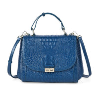 TLV ORDER Black Crocodile Embossed Pattern Genuine Leather Convertible Bag (12.5"x4.5"x8.8") with Handle Drop (4.5")