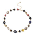 Multi Gemstone, Simulated Multi Color Glass and Resin Station Necklace in Goldtone 17.5-20.5 Inche - Sticky add to cart bar