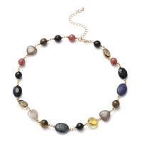 Multi Gemstone, Simulated Multi Color Glass and Resin Station Necklace in Goldtone 17.5-20.5 Inche