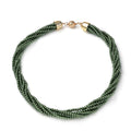 Simulated Green Pearl Multi Row Twisted Necklace in Goldtone 23 Inches - Sticky add to cart bar