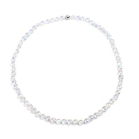 Simulated Blue Magic Color Topaz 12 mm Beaded Necklace (36 Inches) in Silvertone