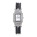 GENOA White Austrian Crystal Miyota Japanese Movement Amethyst Triple-row Beaded Stretch Bracelet 131.00 ctw - Sticky add to cart bar