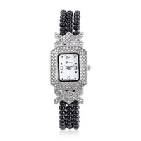 GENOA White Austrian Crystal Miyota Japanese Movement Amethyst Triple-row Beaded Stretch Bracelet 131.00 ctw