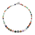 Multi Gemstone 6-12mm Beaded Necklace 20 Inches in Silvertone 129.50 ctw - Sticky add to cart bar